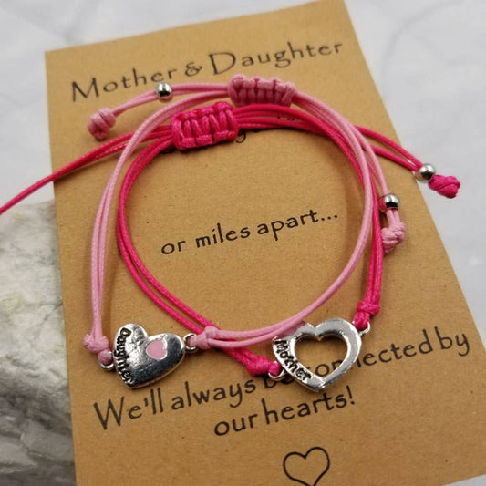 Mother's Day Woven Heart Bracelet - Mother and Daughter