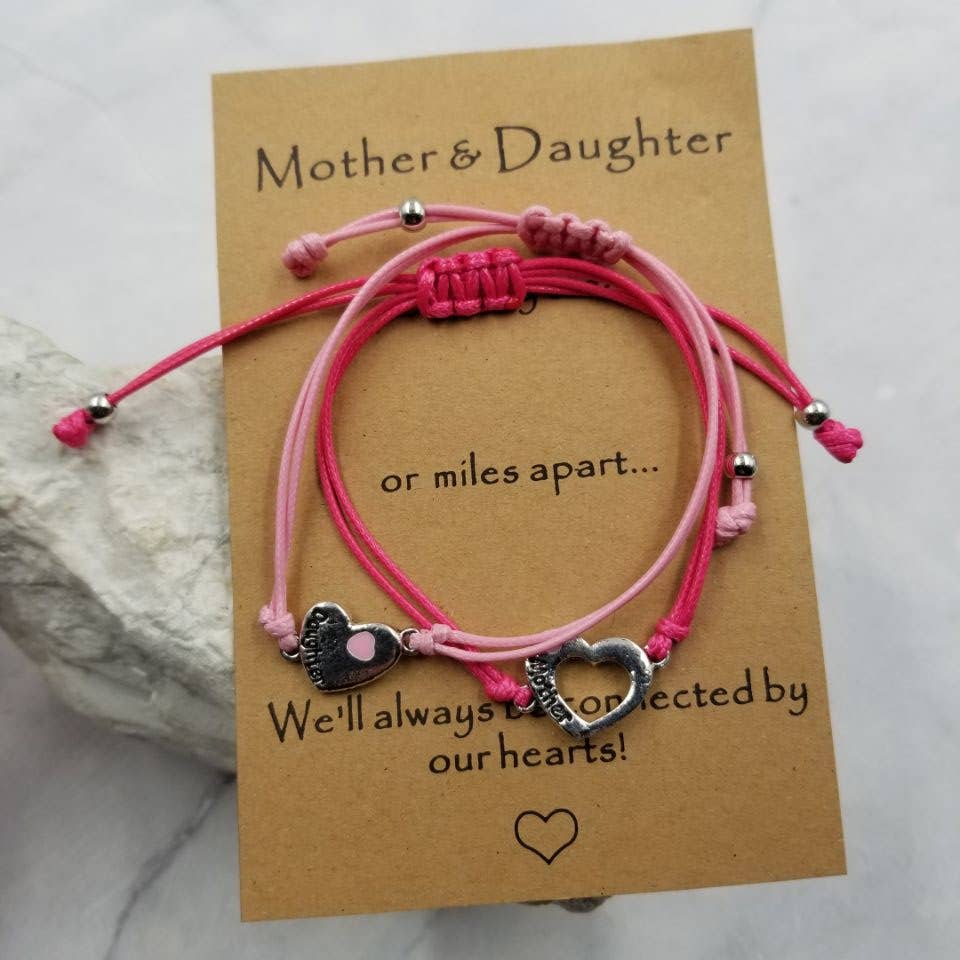 Mother's Day Woven Heart Bracelet - Mother and Daughter