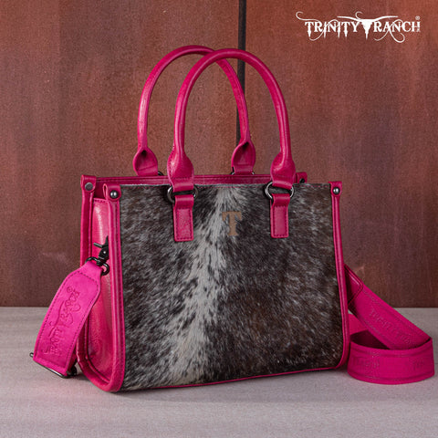 Trinity Ranch Hair On Cowhide Tooling Concealed Carry Tote/Crossbody