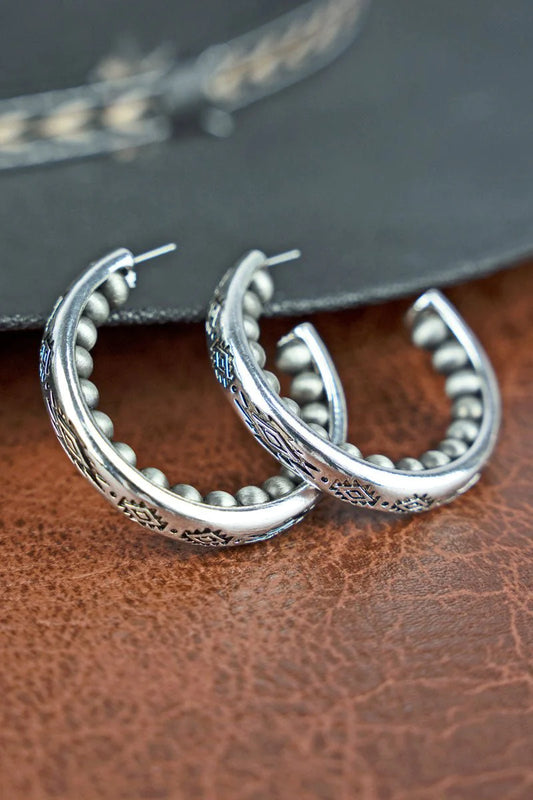 BIG MESA TRAIL SILVER PEARL HOOP EARRINGS