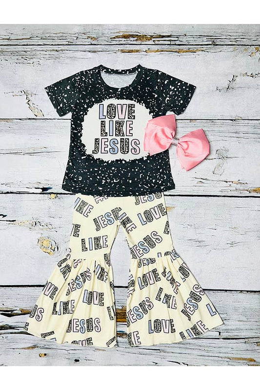 "LOVE LIKE JESUS" top and bell bottoms 2pc girls set